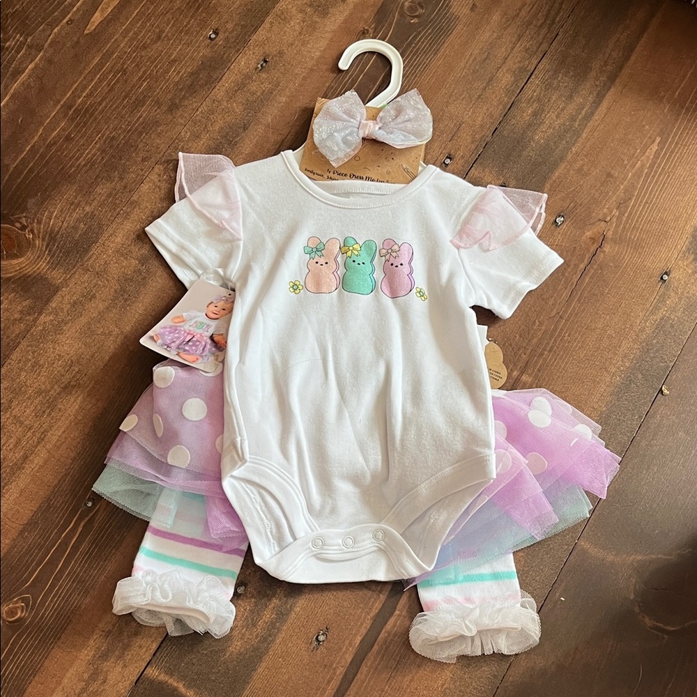 Baby Essentials White Bodysuit and Pastel Tutu Matching Set